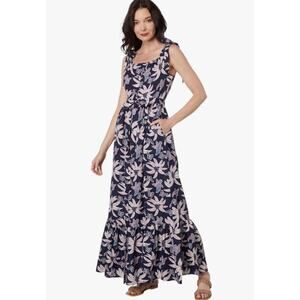 Outerknown LEIGHTON Maxi Dress Sleeveless Tiered Navy Catalina Floral M